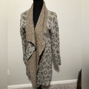 Cardigan Cozy Shawl Collar Sweater - Warm - Animal Print, Grays & Browns - Large